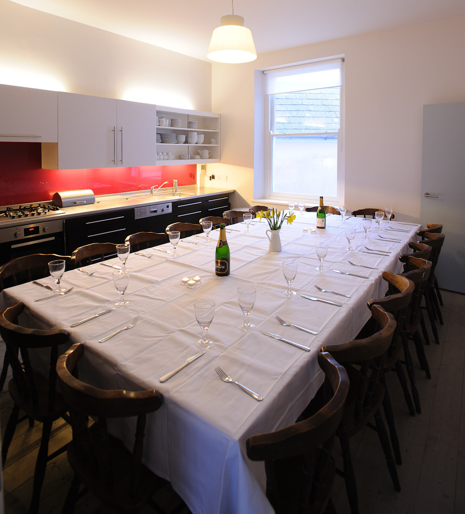 Dining table extended to accommodate up to 18 people
